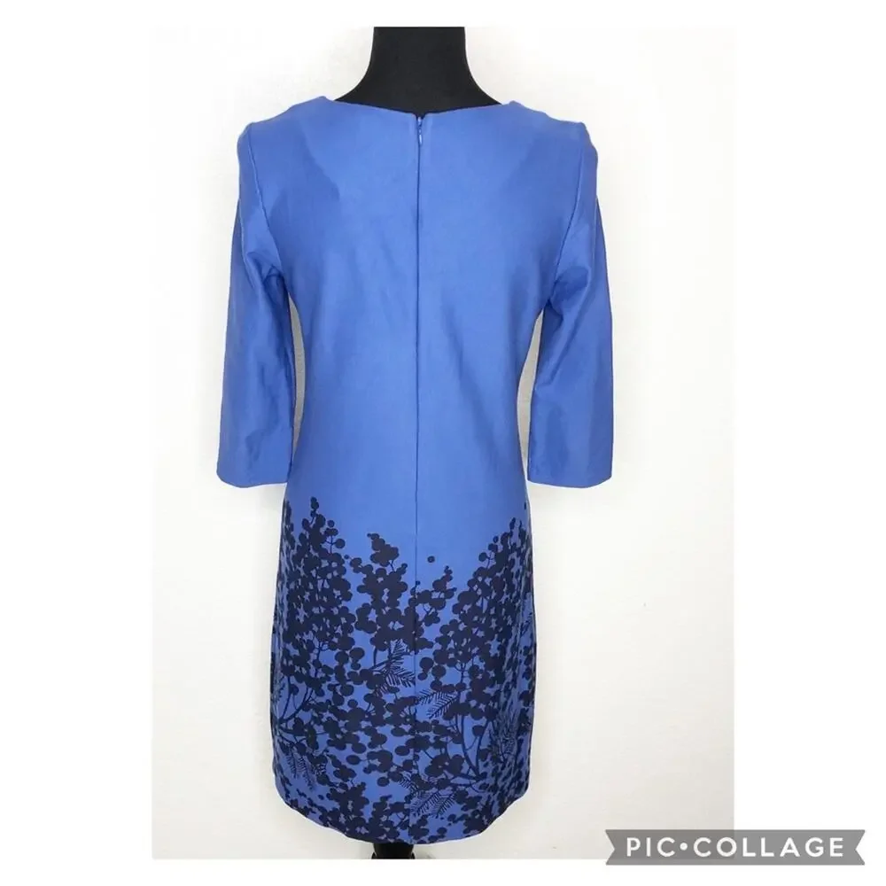 Boden blue navy blue floral leaf print sheath dress size 6R